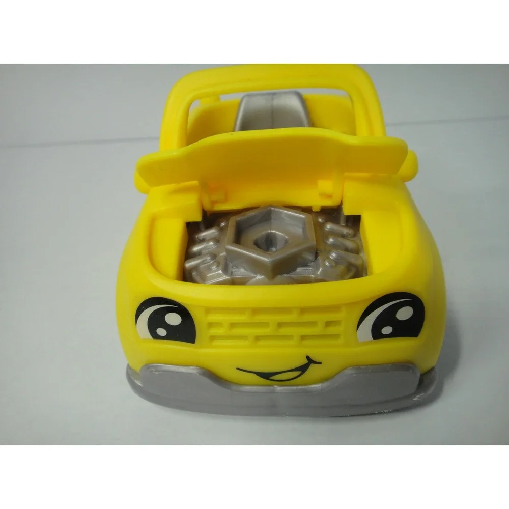 Fisher Price Little People Yellow Convertible Toy Car with Smiling Face and Hood